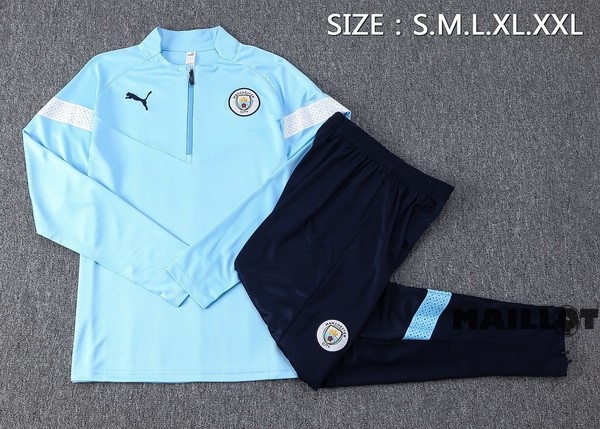 Foot Maillot Pas Cher Ensemble Complet Sudadera Entrainement Manchester City 2022 2023 Bleu Blanc