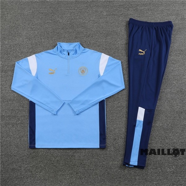 Foot Maillot Pas Cher Ensemble Complet Sudadera Entrainement Manchester City 2023 2024 Bleu