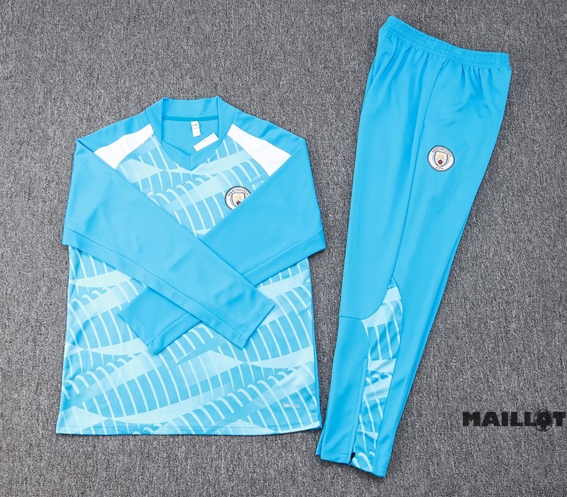 Foot Maillot Pas Cher Ensemble Complet Sudadera Entrainement Manchester City 2023 2024 Bleu I Blanc