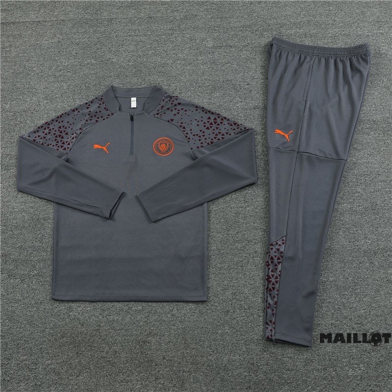 Foot Maillot Pas Cher Ensemble Complet Sudadera Entrainement Manchester City 2023 2024 Gris
