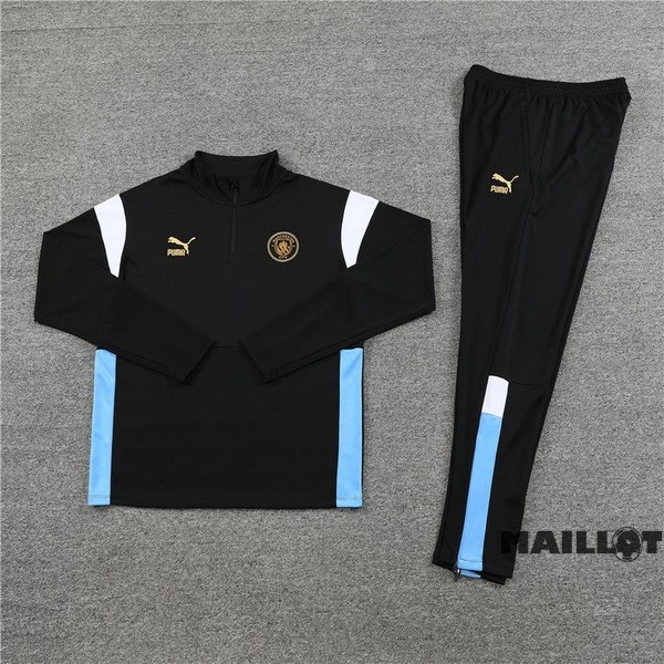 Foot Maillot Pas Cher Ensemble Complet Sudadera Entrainement Manchester City 2023 2024 Noir Blanc