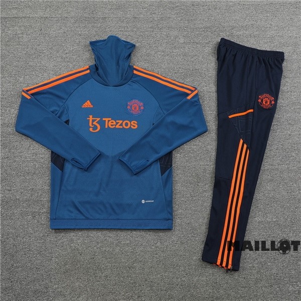 Foot Maillot Pas Cher Ensemble Complet Sudadera Entrainement Manchester United 2022 2023 Bleu