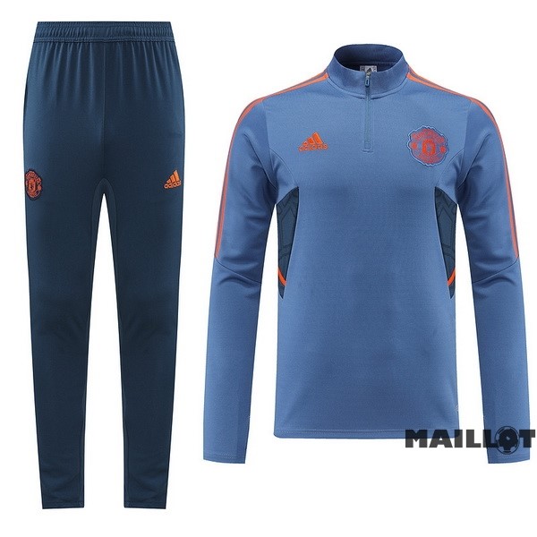 Foot Maillot Pas Cher Ensemble Complet Sudadera Entrainement Manchester United 2022 2023 Bleu