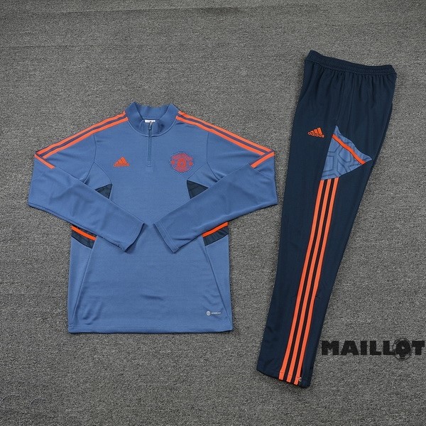 Foot Maillot Pas Cher Ensemble Complet Sudadera Entrainement Manchester United 2022 2023 Bleu