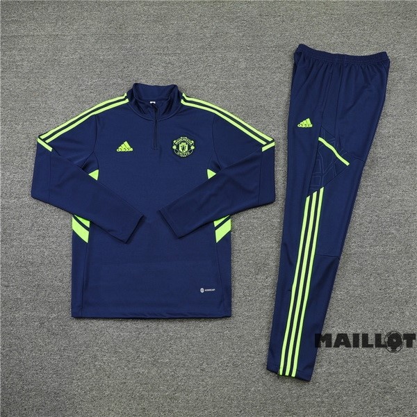 Foot Maillot Pas Cher Ensemble Complet Sudadera Entrainement Manchester United 2022 2023 Bleu Vert
