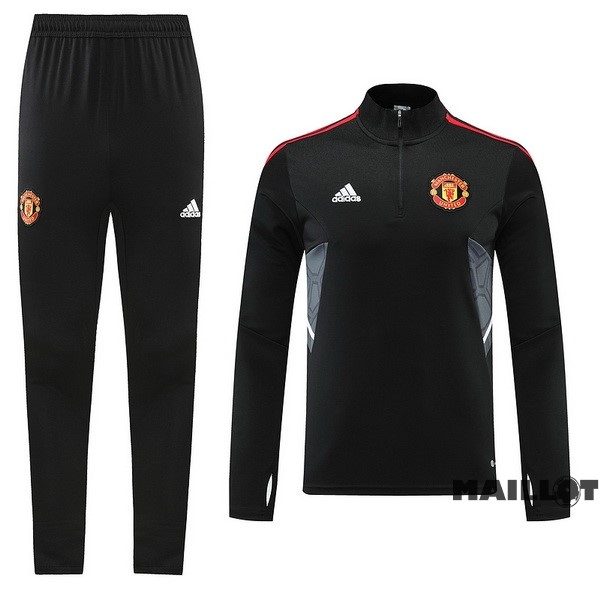 Foot Maillot Pas Cher Ensemble Complet Sudadera Entrainement Manchester United 2022 2023 Noir Gris