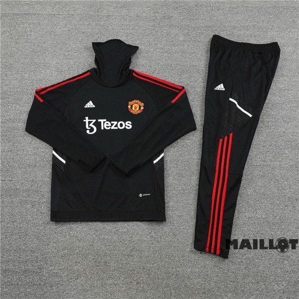 Foot Maillot Pas Cher Ensemble Complet Sudadera Entrainement Manchester United 2022 2023 Noir I Rouge