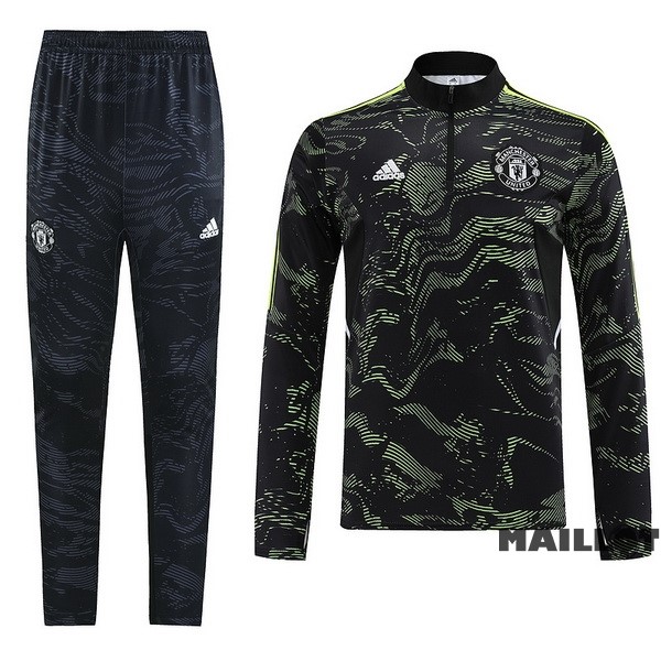 Foot Maillot Pas Cher Ensemble Complet Sudadera Entrainement Manchester United 2022 2023 Noir Vert