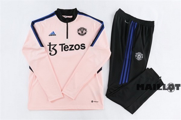 Foot Maillot Pas Cher Ensemble Complet Sudadera Entrainement Manchester United 2022 2023 Rose II Noir