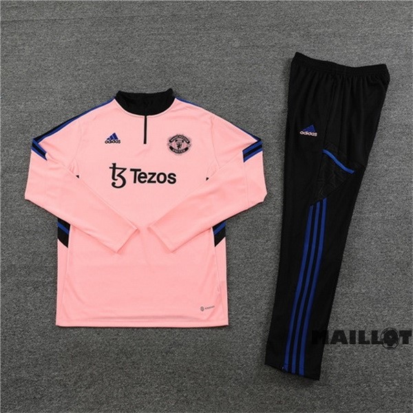 Foot Maillot Pas Cher Ensemble Complet Sudadera Entrainement Manchester United 2022 2023 Rose I Noir