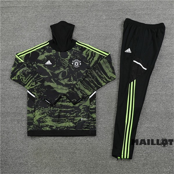 Foot Maillot Pas Cher Ensemble Complet Sudadera Entrainement Manchester United 2022 2023 Vert Noir