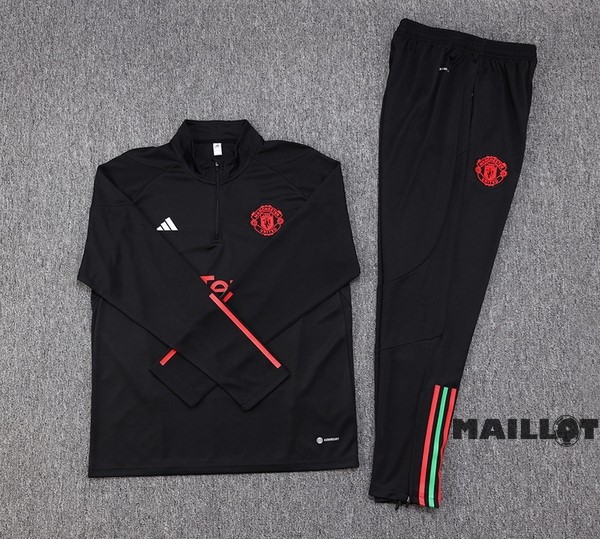 Foot Maillot Pas Cher Ensemble Complet Sudadera Entrainement Manchester United 2023 2024 Noir