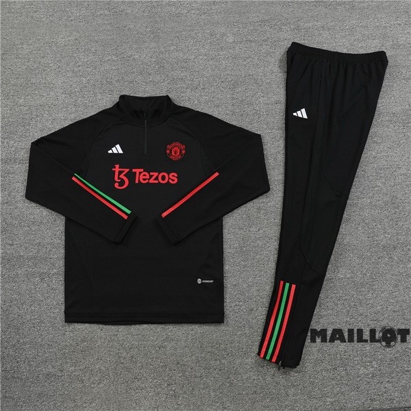 Foot Maillot Pas Cher Ensemble Complet Sudadera Entrainement Manchester United 2023 2024 Noir