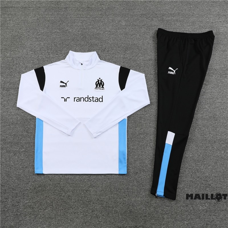Foot Maillot Pas Cher Ensemble Complet Sudadera Entrainement Marsella 2023 2024 Blanc Noir