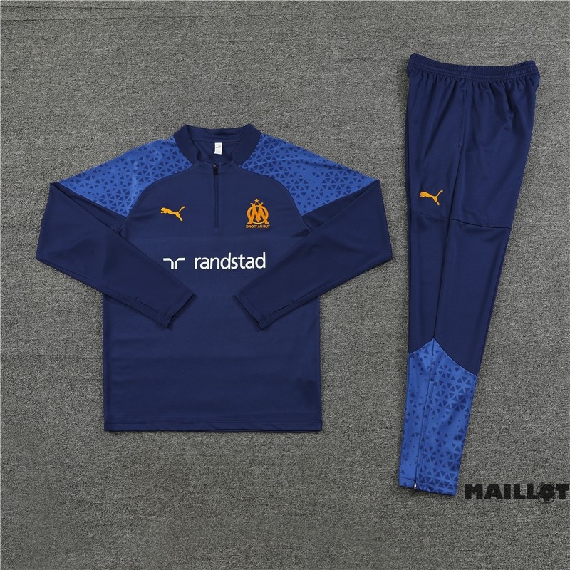 Foot Maillot Pas Cher Ensemble Complet Sudadera Entrainement Marsella 2023 2024 Bleu Marine