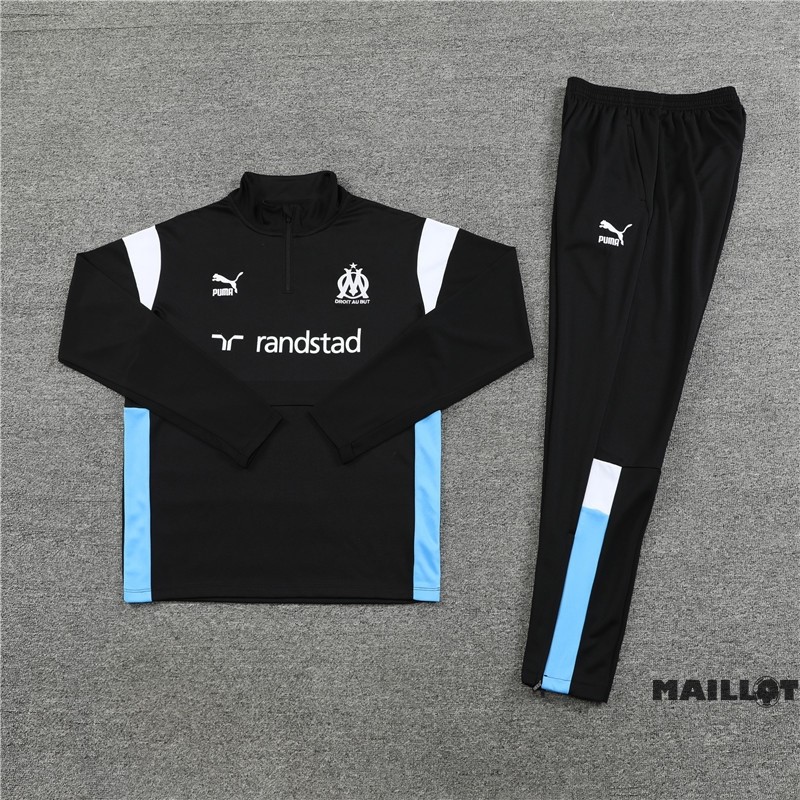 Foot Maillot Pas Cher Ensemble Complet Sudadera Entrainement Marsella 2023 2024 Noir Blanc