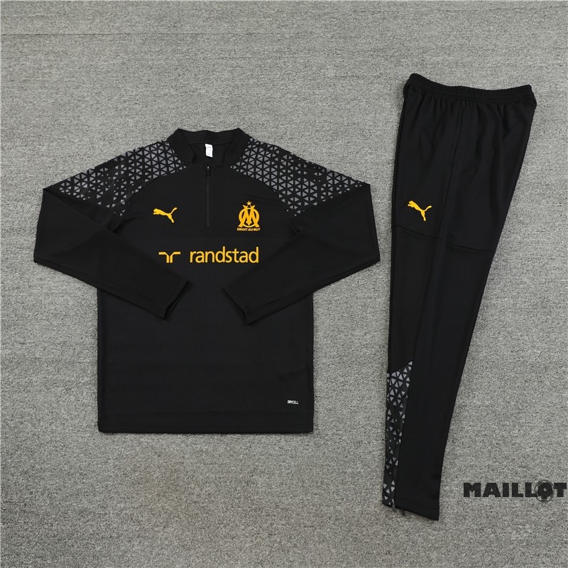 Foot Maillot Pas Cher Ensemble Complet Sudadera Entrainement Marsella 2023 2024 Noir Gris