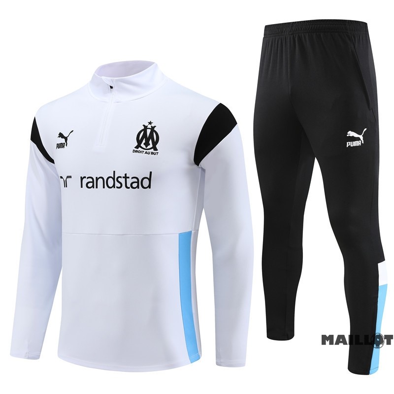 Foot Maillot Pas Cher Ensemble Complet Sudadera Entrainement Marsella Enfant 2023 2024 Blanc Noir