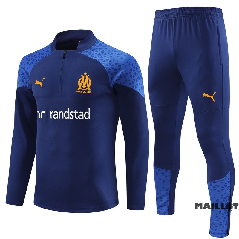 Foot Maillot Pas Cher Ensemble Complet Sudadera Entrainement Marsella Enfant 2023 2024 Bleu Marine
