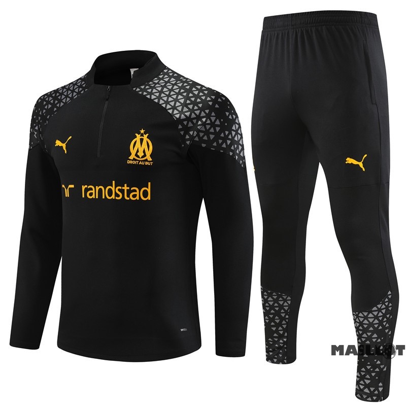 Foot Maillot Pas Cher Ensemble Complet Sudadera Entrainement Marsella Enfant 2023 2024 Noir Gris