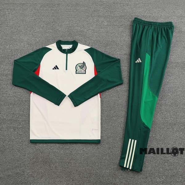 Foot Maillot Pas Cher Ensemble Complet Sudadera Entrainement Mexique 2022 Blanc Vert