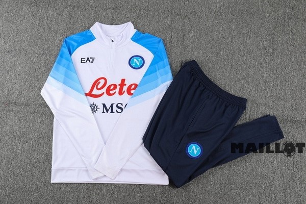 Foot Maillot Pas Cher Ensemble Complet Sudadera Entrainement Napoli 2023 2024 Blanc Bleu