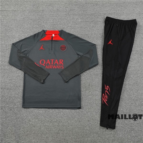 Foot Maillot Pas Cher Ensemble Complet Sudadera Entrainement Paris Saint Germain 2022 2023 Gris Noir Rouge