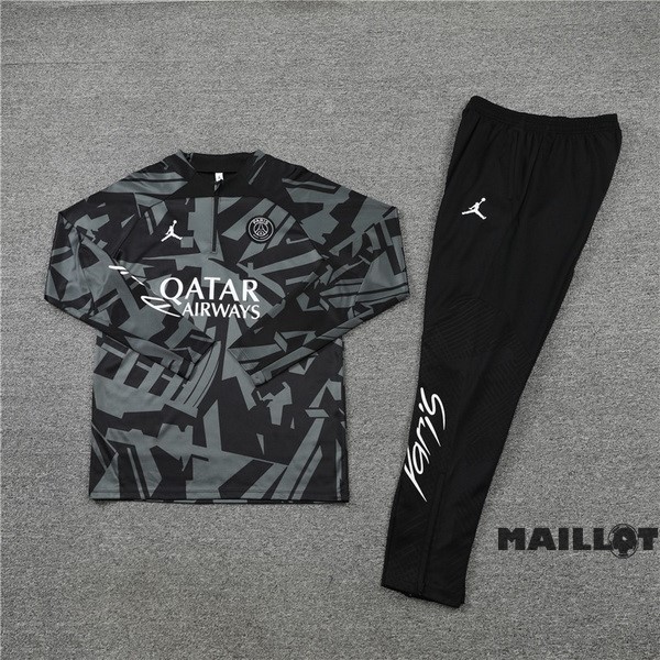 Foot Maillot Pas Cher Ensemble Complet Sudadera Entrainement Paris Saint Germain 2022 2023 Noir Gris