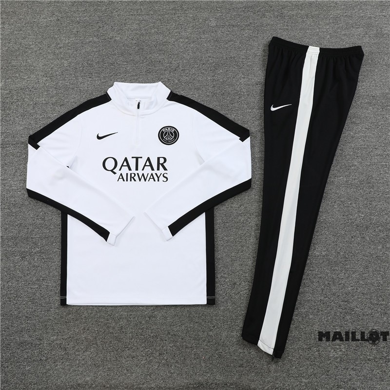 Foot Maillot Pas Cher Ensemble Complet Sudadera Entrainement Paris Saint Germain 2023 2024 Blanc Noir