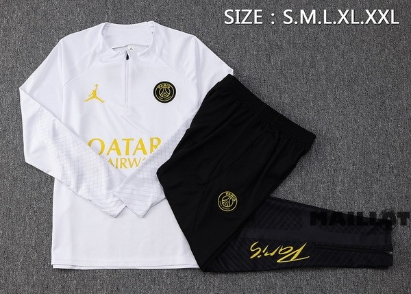 Foot Maillot Pas Cher Ensemble Complet Sudadera Entrainement Paris Saint Germain 2023 2024 Blanc Noir