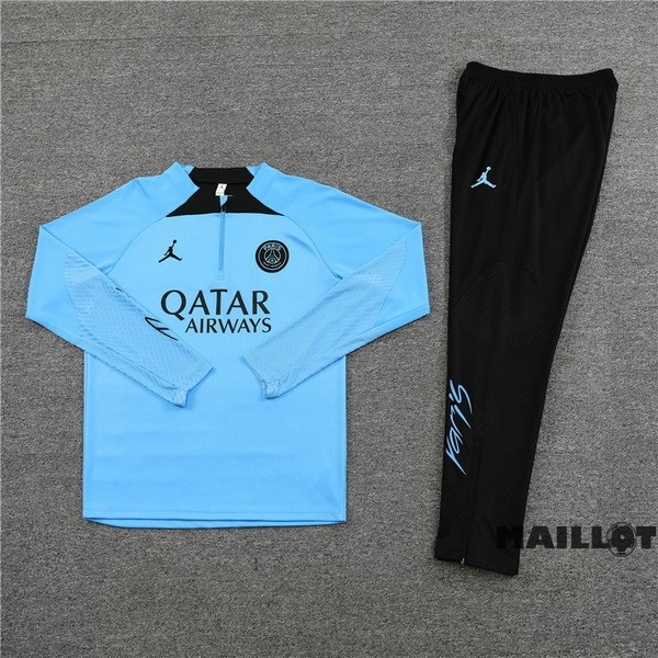 Foot Maillot Pas Cher Ensemble Complet Sudadera Entrainement Paris Saint Germain 2023 2024 Bleu Noir