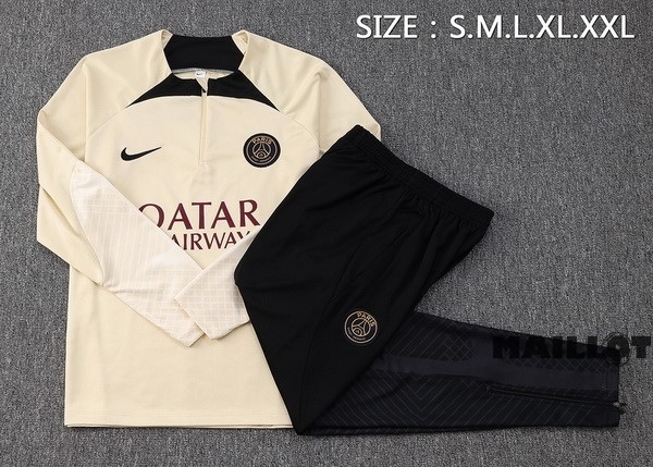 Foot Maillot Pas Cher Ensemble Complet Sudadera Entrainement Paris Saint Germain 2023 2024 Jaune Noir