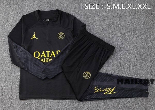 Foot Maillot Pas Cher Ensemble Complet Sudadera Entrainement Paris Saint Germain 2023 2024 Noir