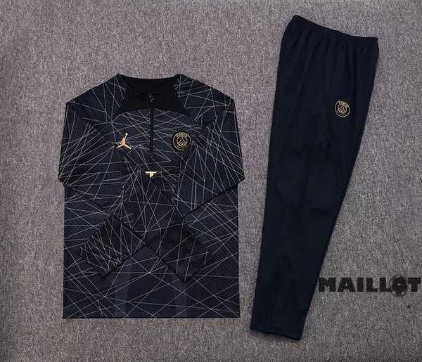 Foot Maillot Pas Cher Ensemble Complet Sudadera Entrainement Paris Saint Germain 2023 2024 Noir