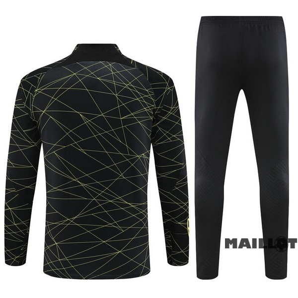 Foot Maillot Pas Cher Ensemble Complet Sudadera Entrainement Paris Saint Germain 2023 2024 Noir II Jaune