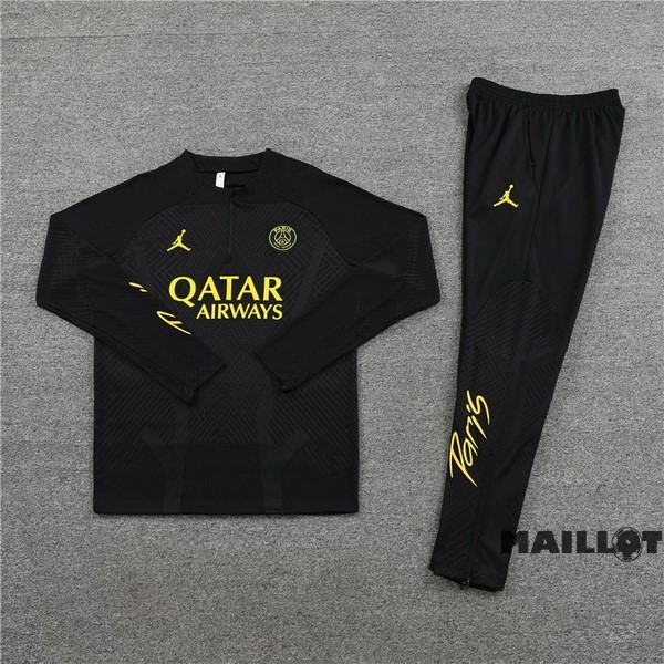 Foot Maillot Pas Cher Ensemble Complet Sudadera Entrainement Paris Saint Germain 2023 2024 Noir