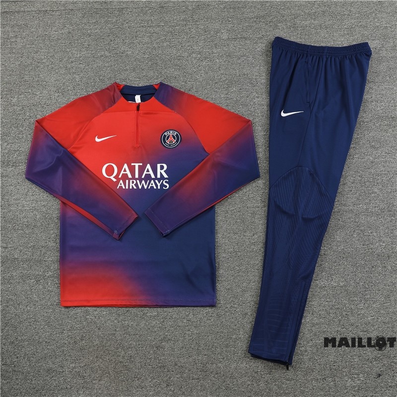 Foot Maillot Pas Cher Ensemble Complet Sudadera Entrainement Paris Saint Germain 2023 2024 Rouge Bleu Marine