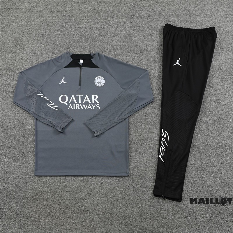 Foot Maillot Pas Cher Ensemble Complet Sudadera Entrainement Paris Saint Germain Enfant 2023 2024 Gris