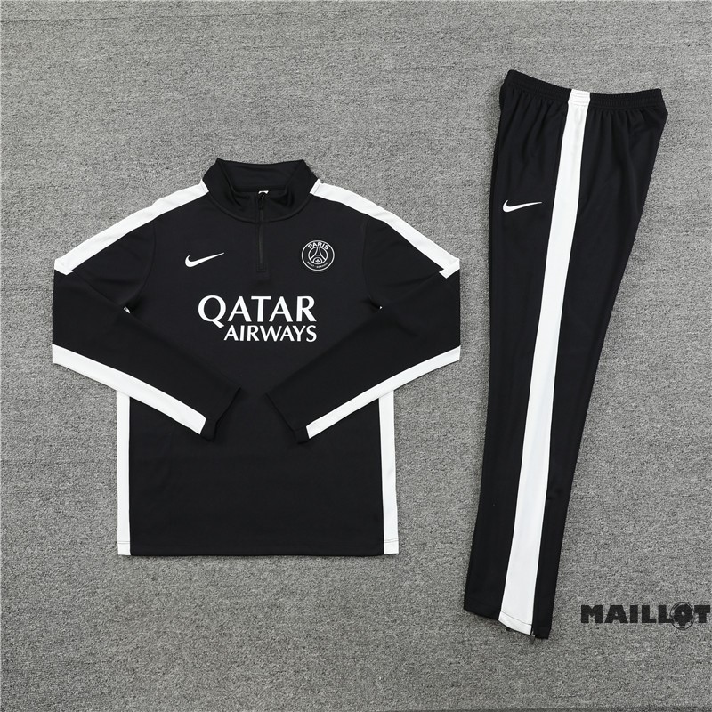 Foot Maillot Pas Cher Ensemble Complet Sudadera Entrainement Paris Saint Germain Enfant 2023 2024 Noir Blanc