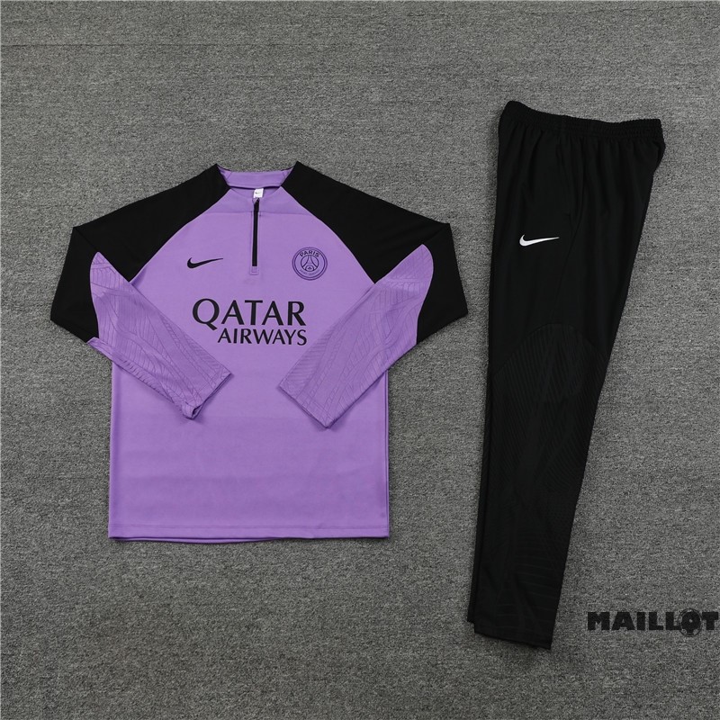 Foot Maillot Pas Cher Ensemble Complet Sudadera Entrainement Paris Saint Germain Enfant 2023 2024 Purpura Noir