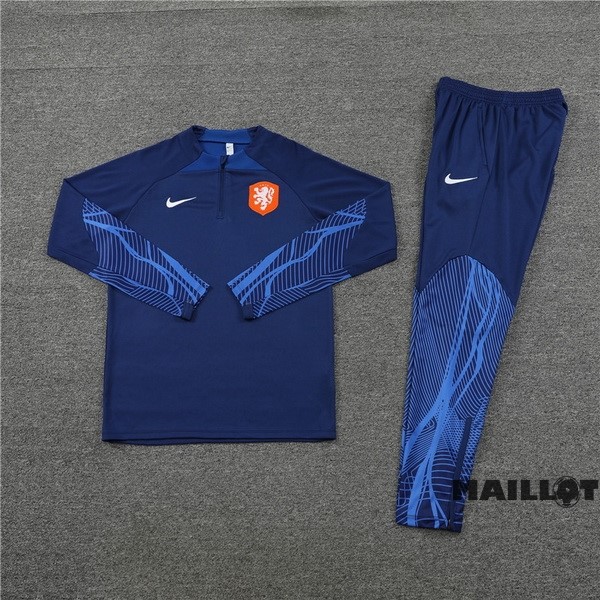 Foot Maillot Pas Cher Ensemble Complet Sudadera Entrainement Pays Bas 2022 III Bleu