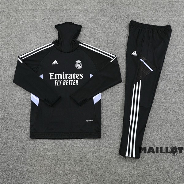 Foot Maillot Pas Cher Ensemble Complet Sudadera Entrainement Real Madrid 2022 2023 Noir Purpura