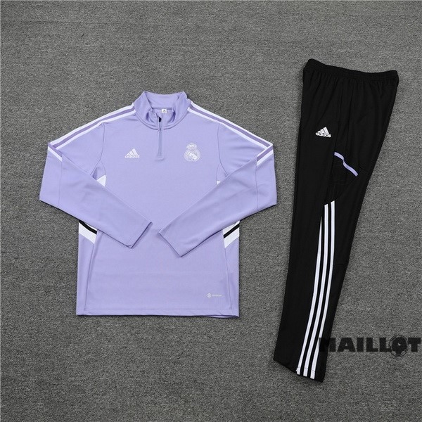 Foot Maillot Pas Cher Ensemble Complet Sudadera Entrainement Real Madrid 2022 2023 Purpura Noir