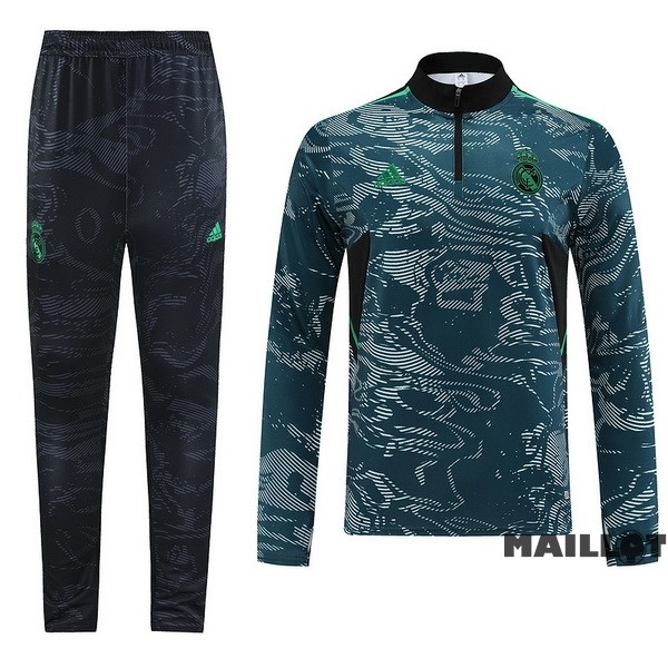 Foot Maillot Pas Cher Ensemble Complet Sudadera Entrainement Real Madrid 2022 2023 Vert Gris
