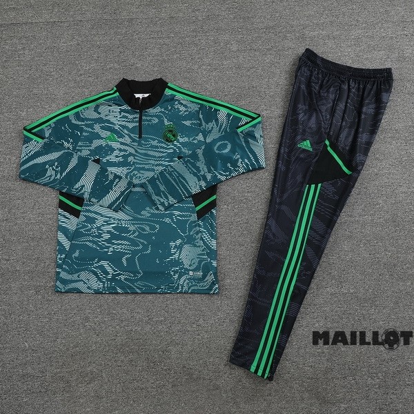 Foot Maillot Pas Cher Ensemble Complet Sudadera Entrainement Real Madrid 2022 2023 Vert Gris