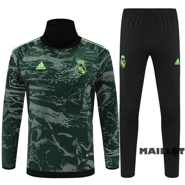 Foot Maillot Pas Cher Ensemble Complet Sudadera Entrainement Real Madrid 2022 2023 Vert Noir