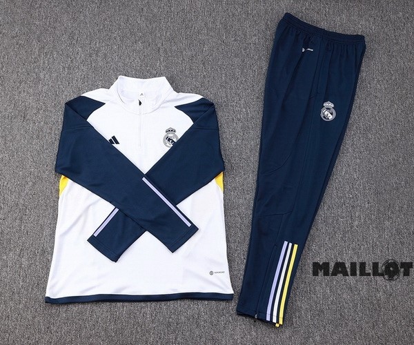 Foot Maillot Pas Cher Ensemble Complet Sudadera Entrainement Real Madrid 2023 2024 Blanc I Bleu