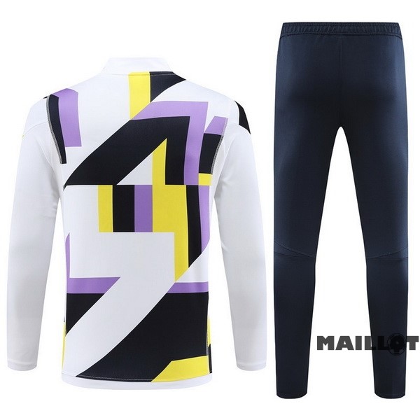 Foot Maillot Pas Cher Ensemble Complet Sudadera Entrainement Real Madrid 2023 2024 Blanc Purpura Bleu