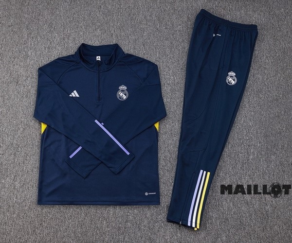 Foot Maillot Pas Cher Ensemble Complet Sudadera Entrainement Real Madrid 2023 2024 Bleu I Marine