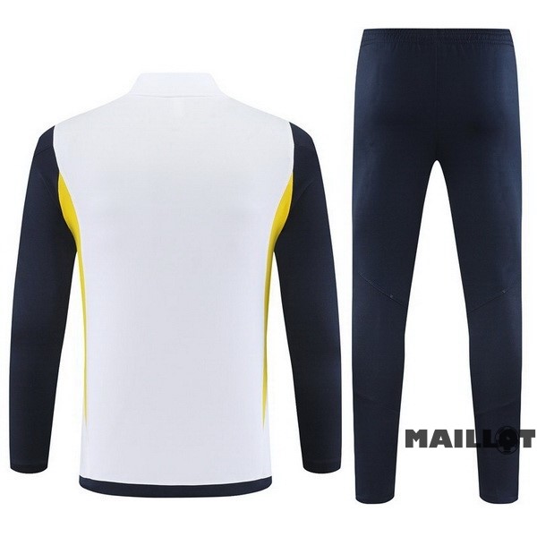 Foot Maillot Pas Cher Ensemble Complet Sudadera Entrainement Real Madrid Enfant 2023 2024 Blanc Bleu